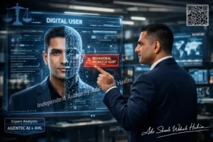 Adv Shoeb Hakim analyzing synthetic identity fraud and agentic AI threats in a digital forensics lab