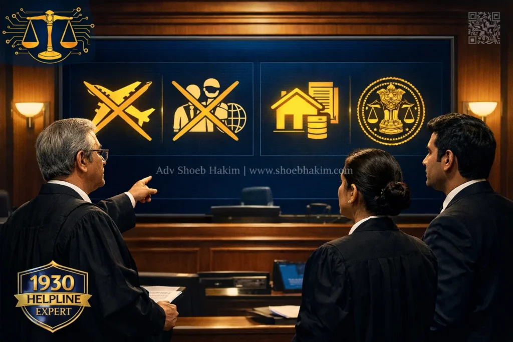 Vakilverse analyzes Karnataka High Court's 2025 ruling prohibiting Look-Out Circulars in family court maintenance cases, depicting legal professionals with digital interfaces.