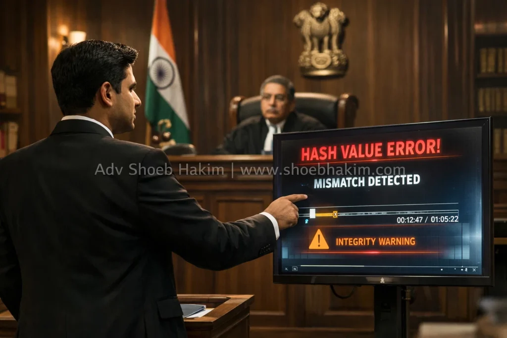 Photo-realistic landscape of Vakilverse analyzing NDPS digital evidence lapses in a modern Mumbai courtroom.